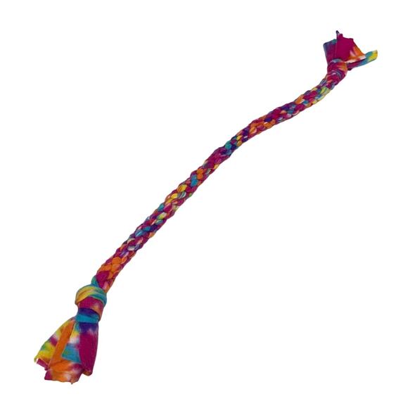 Upcycled Handmade Rainbow Tie Dye Super Strong Fleece Tug of War Dog Chew Toy - Picture 3 of 3